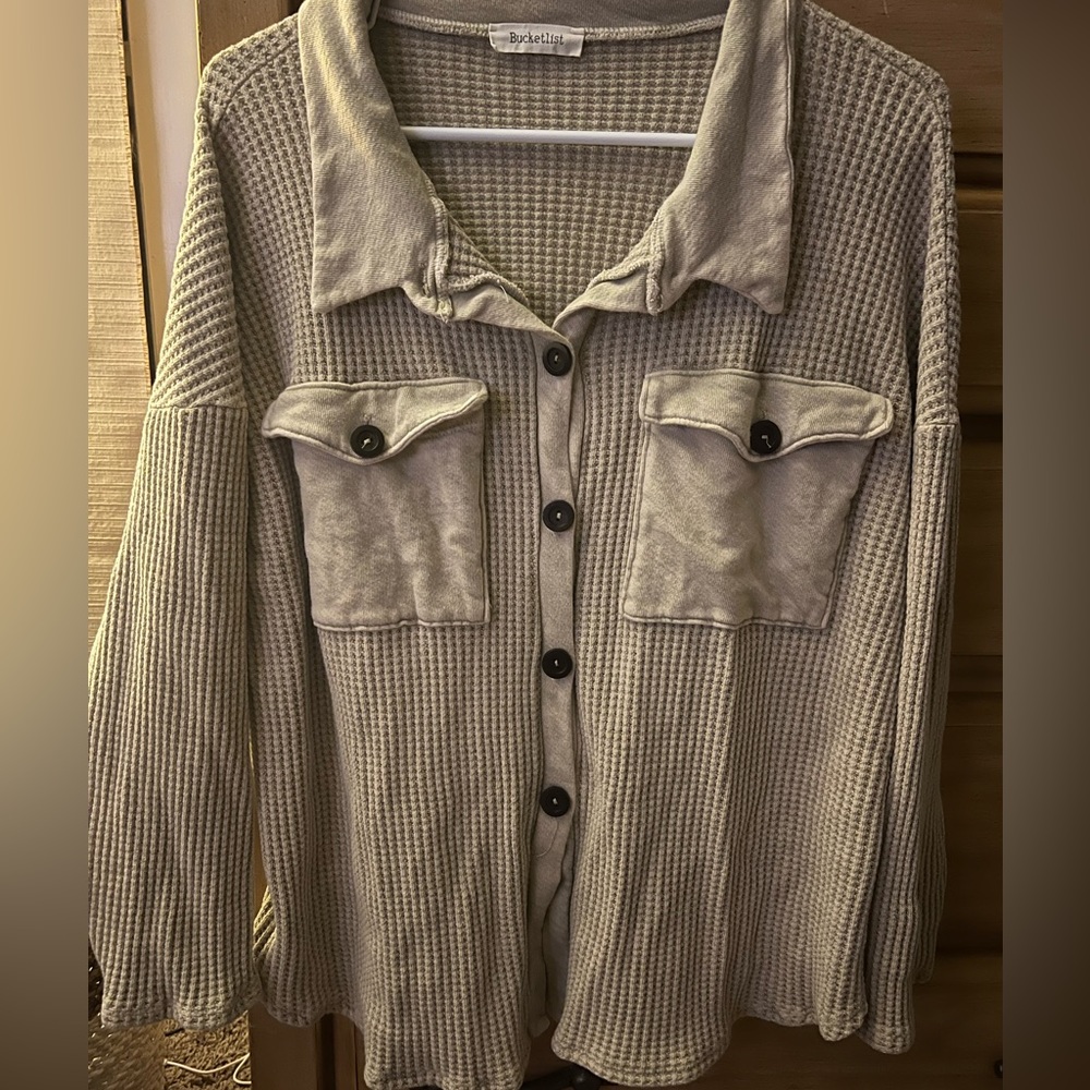 Button Down, thin Shacket - Picture 2 of 6